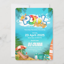Lustige Poolparty-Einladung