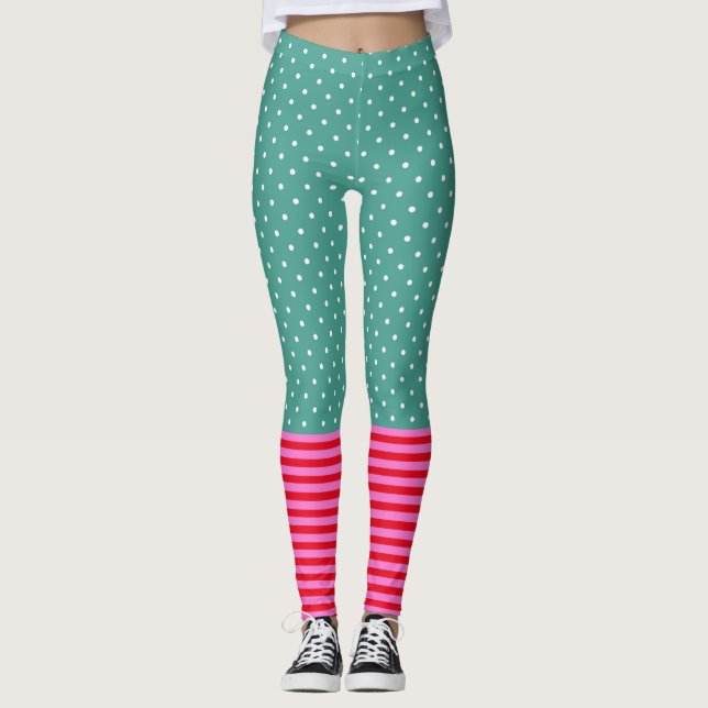 Lustige Pop-Kultur-Polka-Punkt-Streifen-Muster Leggings (Vorderseite)