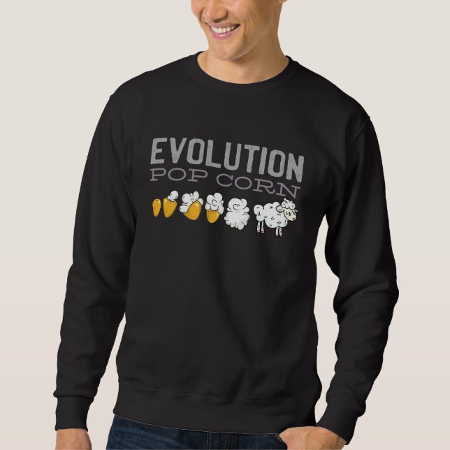 Lustige Popcorn-Evolutions-Schafe Sweatshirt (Vorderseite)