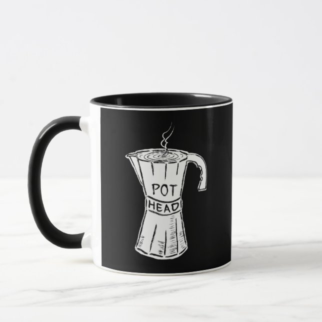 Lustige Pot-Head-Kaffeetasse Schwarz Tasse (Links)