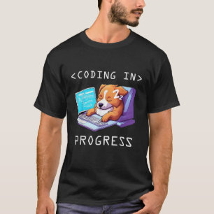 Lustige Programmierung Süßer Entwickler Hund Schlä T-Shirt