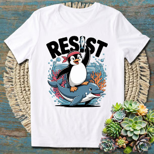 Lustige Protest-Pinguin-Kunst Widerstands-Pinguin- T-Shirt