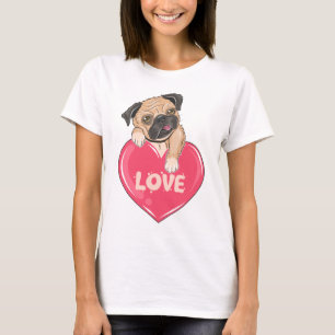 Lustige Pug-Mama Süßer Welpe Hundeliebhaber Cartoo T-Shirt