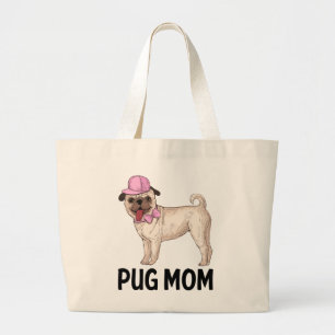 Lustige Pug-Mama-Welpen-Hund-Cartoon-Leinwand-Trag Jumbo Stoffbeutel