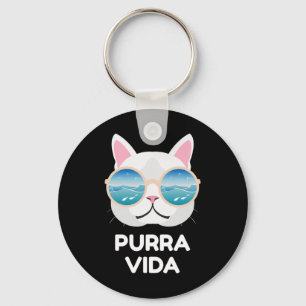 Lustige Pura Vida Katze - Costa Rica Surfen Surf W Schlüsselanhänger