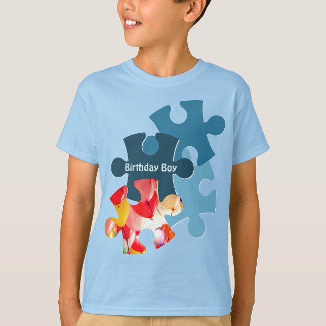 Lustige Puzzleteile Geburtstagsjunge  T-Shirt (Vorderseite)