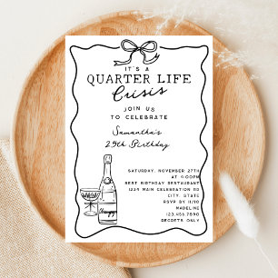 Lustige Quarter Life Crisis Retro Bogen 25. Geburt Einladung