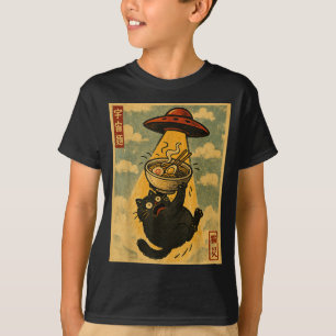 Lustige Ramen-Katze japanischer Anime-UFO Männer F T-Shirt