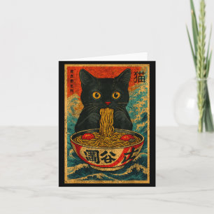 Lustige Ramen-Katze Japanischer Vintage-Retro-Nude Karte
