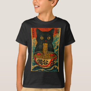 Lustige Ramen-Katze Japanischer Vintage-Retro-Nude T-Shirt