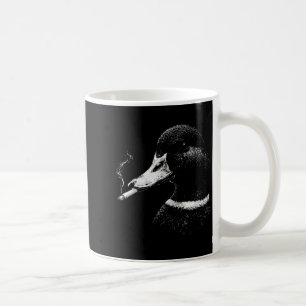 Lustige rauchende Entenjagd Stockente rauchend Kaffeetasse