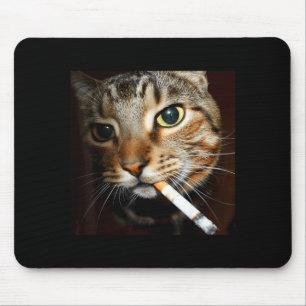 Lustige rauchende Katze Meme dunkler Humor sarkast Mousepad