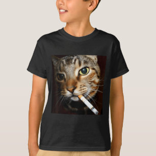 Lustige rauchende Katze Meme dunkler Humor sarkast T-Shirt