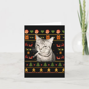 Lustige rauchende Katze Meme Weihnachten Hässliche Karte