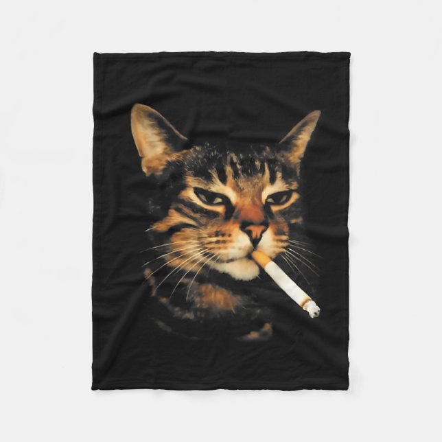 Lustige rauchende Katze Zigarette Kätzchen Meme Du Fleecedecke (Vorderseite)
