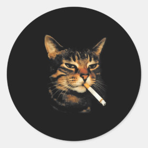 Lustige rauchende Katze Zigarette Kätzchen Meme Du Runder Aufkleber