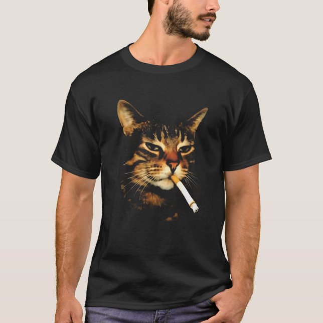 Lustige rauchende Katze Zigarette Kätzchen Meme Du T-Shirt (Vorderseite)