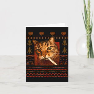 Lustige rauchende Katzen-Meme-Weihnachts hässlich Karte