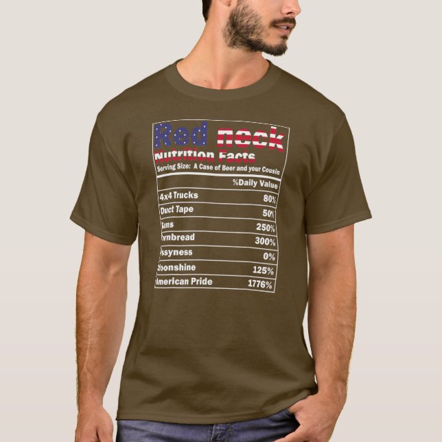 Lustige Redneck-Ernährungsfakten 4. Juli Land T-Shirt (Vorderseite)