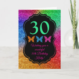 Lustige Regenbogen-Gradient-Glitter-Funken-Geburts Karte