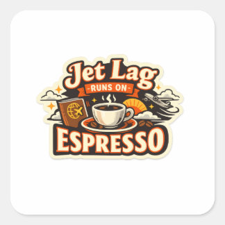 Lustige Reise-Kaffee-Liebhaber-Mütze Quadratischer Aufkleber