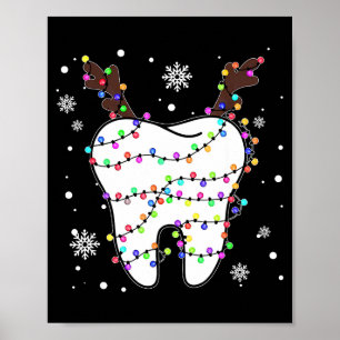 Lustige Rentierezähne Zahnmedizin Weihnachtsbaum Poster