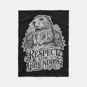 Lustige Respektiere den Waldmurmeltiertag Stil  Fleecedecke