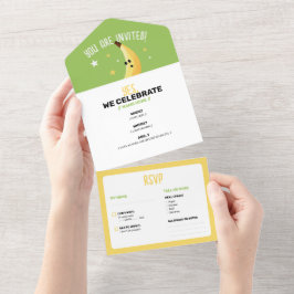 Lustige Retro-Bananen-Partygeschenke-Wortspiele Ed All In One Einladung