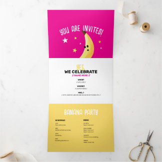 Lustige Retro-Bananen-Partygeschenke Wortspiele Ed Dreifach Gefaltete Einladung