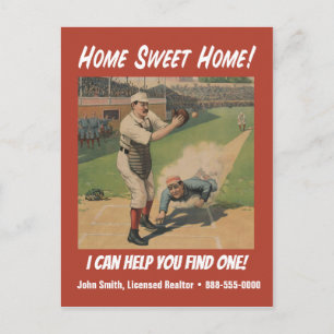 Lustige Retro-Baseball-Makler-Marketing Postkarte