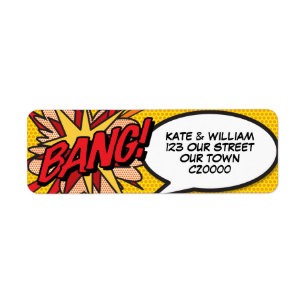 Lustige Retro-Comic-Book-Pop-Art-Adresse BANG