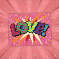 Lustige Retro-Comic-Book-Pop-Art LOVE