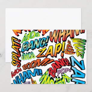 Lustige Retro-Comic-Book-Pop-Art-Sounds Einladung