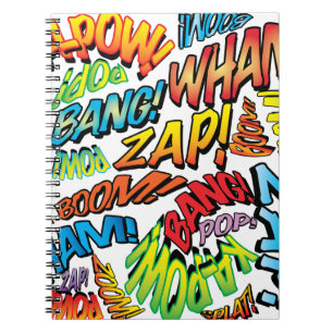 Lustige Retro-Comic-Book-Pop-Art-Sounds Notizblock