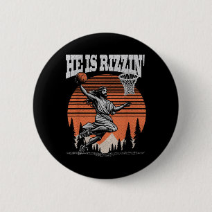 Lustige Retro Er ist Rizzin Christliches Oster Spi Button