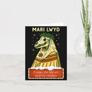 Lustige Retro-Folklore-Skelettpferd Mari Lwyd Yule Karte