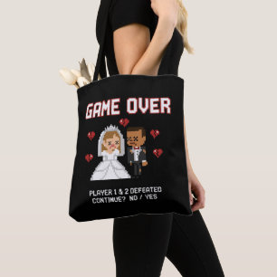Lustige Retro-Gamer-Hochzeit "Game Over" Pixel-Art