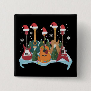 Lustige Retro-Gitarre Weihnachtsbaum Weihnachten X Button