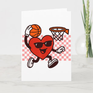 Lustige Retro-Herz-Grafik Basketballspieler Kinder Karte