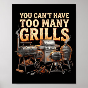 Lustige Retro Kann nicht zu viele Grills haben BBQ Poster