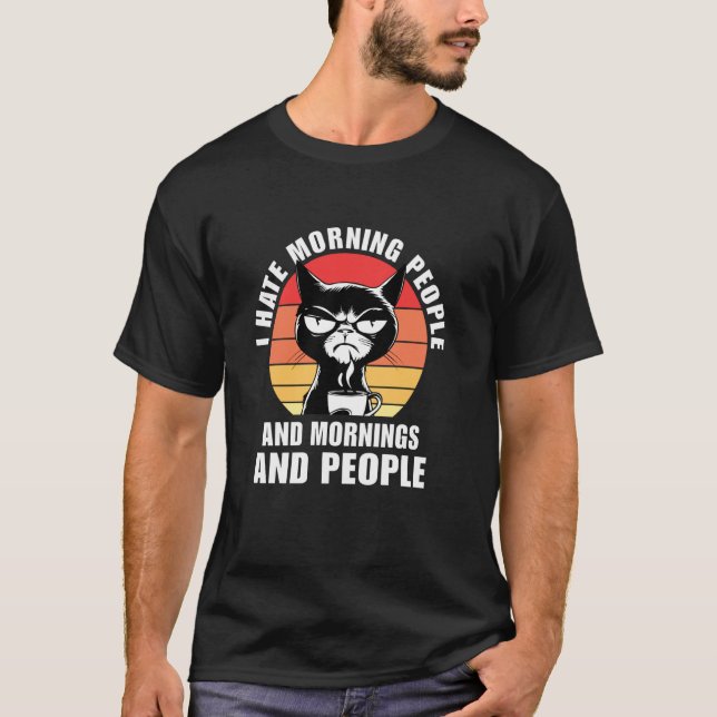 Lustige Retro-Katze Kaffee T-Shirt (Vorderseite)