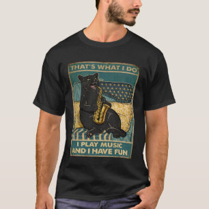 Lustige Retro-Katze Saxophon spielend Vintage-Musi T-Shirt