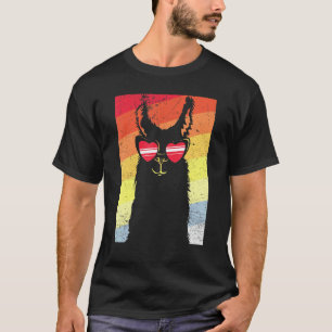 Lustige Retro-Lama-Alpaka-Herz-Sonnenbrille 80er 9 T-Shirt