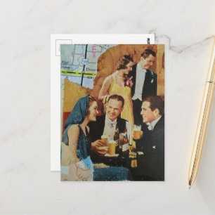 Lustige Retro-Party-Mixed-Media-Collage Postkarte