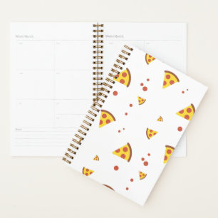 Lustige Retro-Peperoni-Pizza im minimalistischen M Planer