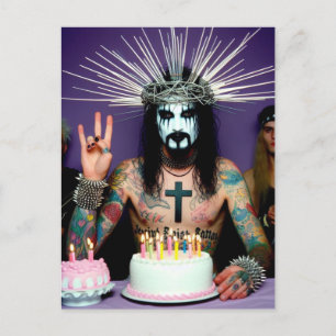 Lustige Retro-Punk-Rock-Goth-Geburtstagsfeier Jesu Postkarte