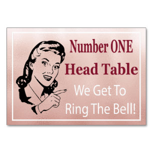 Lustige Retro-Roségold-Bunco-Head-Table-Karte Tischnummer