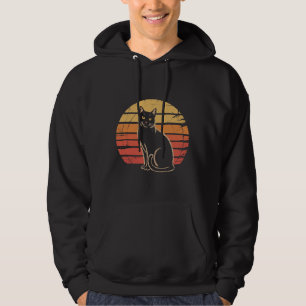 Lustige Retro-Sonnenuntergangs-Katzen-Silhouette V Hoodie