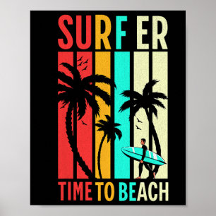 Lustige Retro-Strand-Surfing-Surfboard-Vintage-Sur Poster