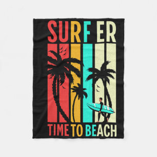 Lustige Retro-Strand-Surfing-Surfbrett-Vintage-Sur Fleecedecke